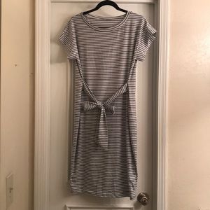 Grey & White Striped shift dress